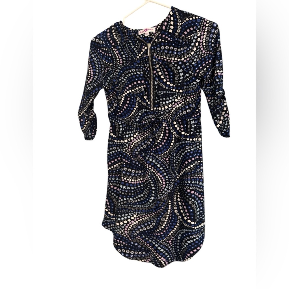 🟠Elegant Blue and White Patterned Girls size 10-12 Dress